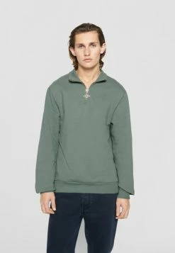 Han Kjøbenhavn HALF ZIP - Sweatshirt - Dusty Green/silver