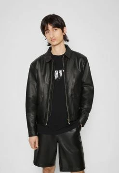Han Kjøbenhavn CROPPED JACKET - Leather Jacket - Black
