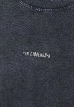 Han Kjøbenhavn DISTRESSED TEE LONG SLEEVE LOGO - Long Sleeved Top - Dark Grey -Han Kjøbenhavn Shop 346da7f10477462b833ccc6d748e021d