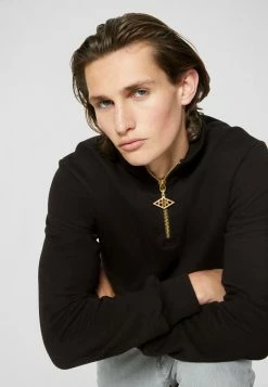 Han Kjøbenhavn HALF ZIP - Sweatshirt - Black/gold -Han Kjøbenhavn Shop 8dafd5450a79492a8ed8b17eb8fdc621