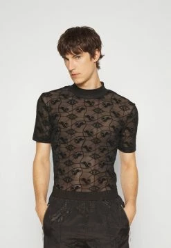 Han Kjøbenhavn MONOGRAM TURTLENECK SHORT SLEEVE - Print T-shirt - Black