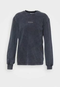 Han Kjøbenhavn DISTRESSED TEE LONG SLEEVE LOGO - Long Sleeved Top - Dark Grey