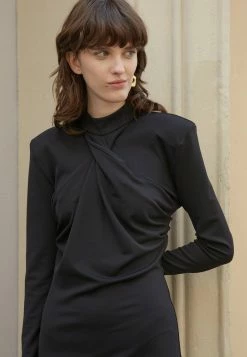Han Kjøbenhavn SHARP TWISTED DRAPE DRESS - Jersey Dress - Black -Han Kjøbenhavn Shop b8088540bf834b7eb769499f03d33164