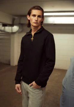 Han Kjøbenhavn HALF ZIP - Sweatshirt - Black/gold -Han Kjøbenhavn Shop f0809d15eaf047808a0c54728ff976e9